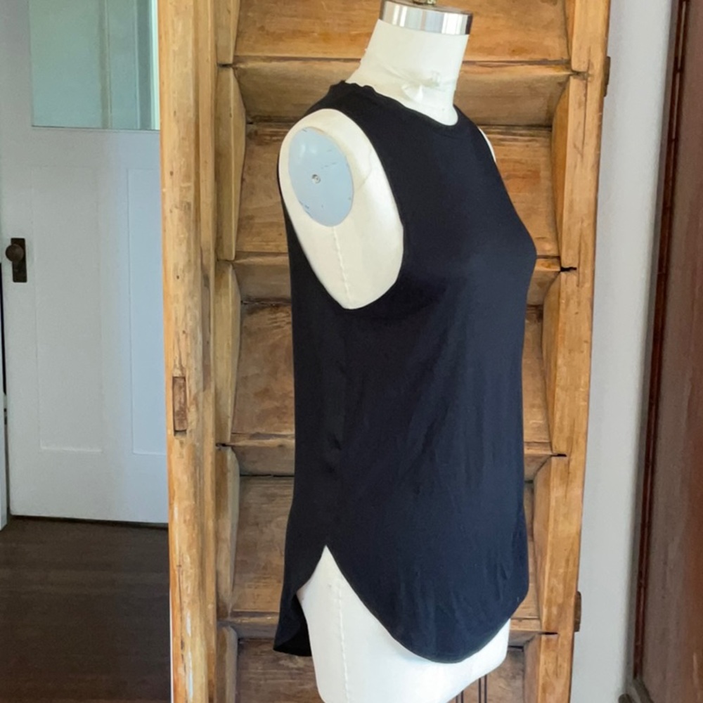 Haute Hippie black long tank with silky sheer back